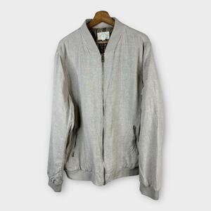Celio Depuis 1976 Mens size XXL Linen Bomber Zip Up Jacket Neutral Gulin